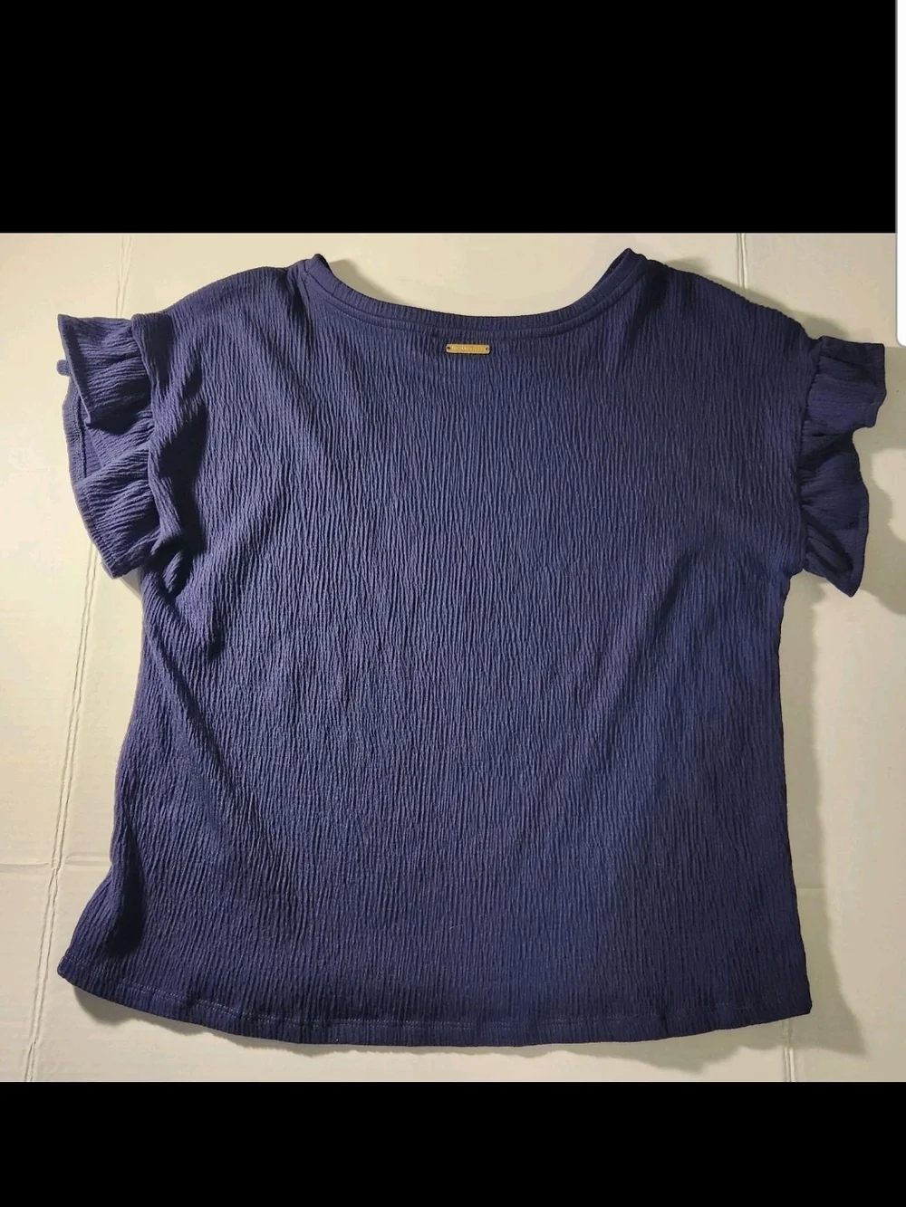 Michael Kors Womens Navy Flutter Short Sleeve Top, Small